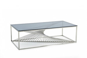 Scalea Modern Glass & Stainless Steel Coffee Table