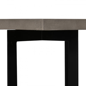 Sora Modern Concrete & Black Metal Coffee Table