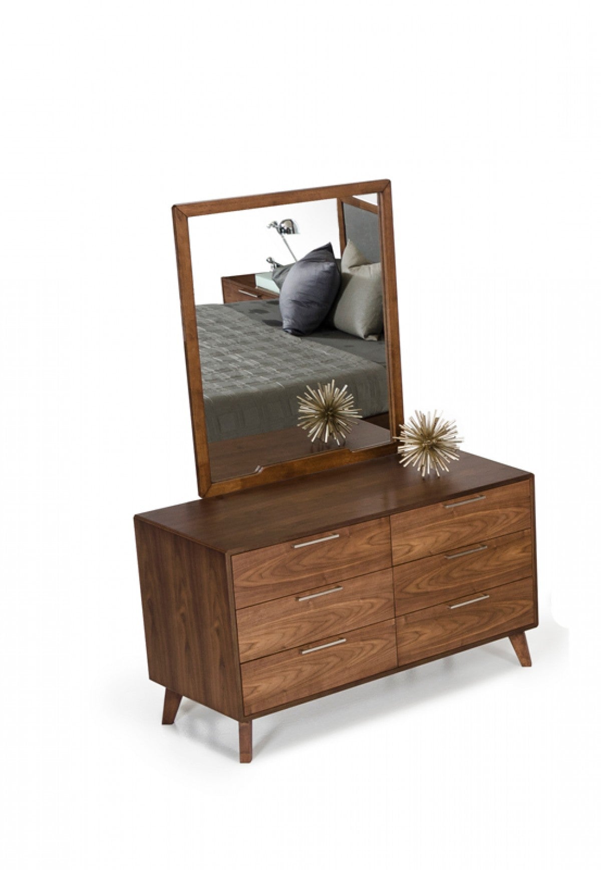 Sohu Modern Grey & Walnut Dresser&Mirror