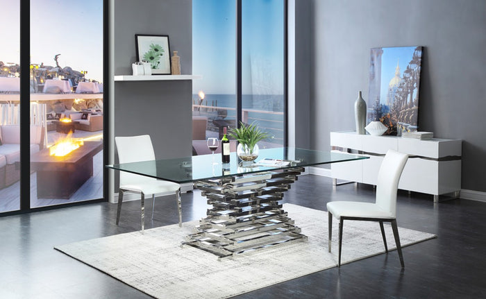 Creame Glass Dining Table