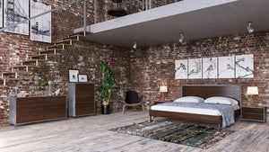 Nova Domus Redmond Modern Dark Walnut & Faux Concrete Bedroom Set