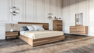 Nova Leon Italian Walnut & Fabric Bed